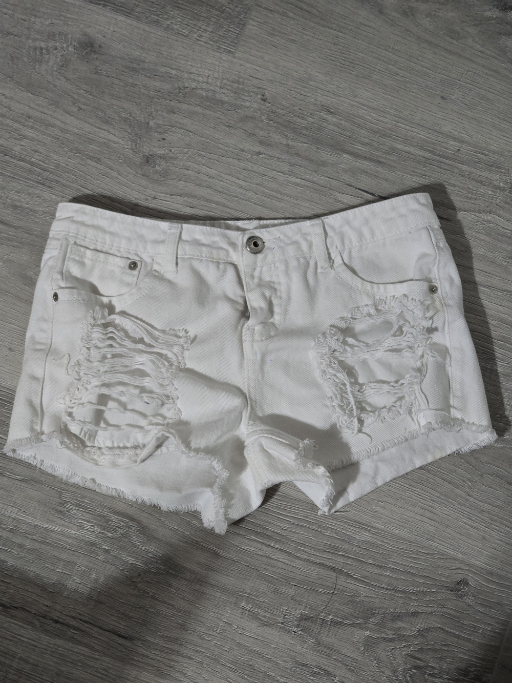Blue Asphalt White Distressed Denim Jean Shorts